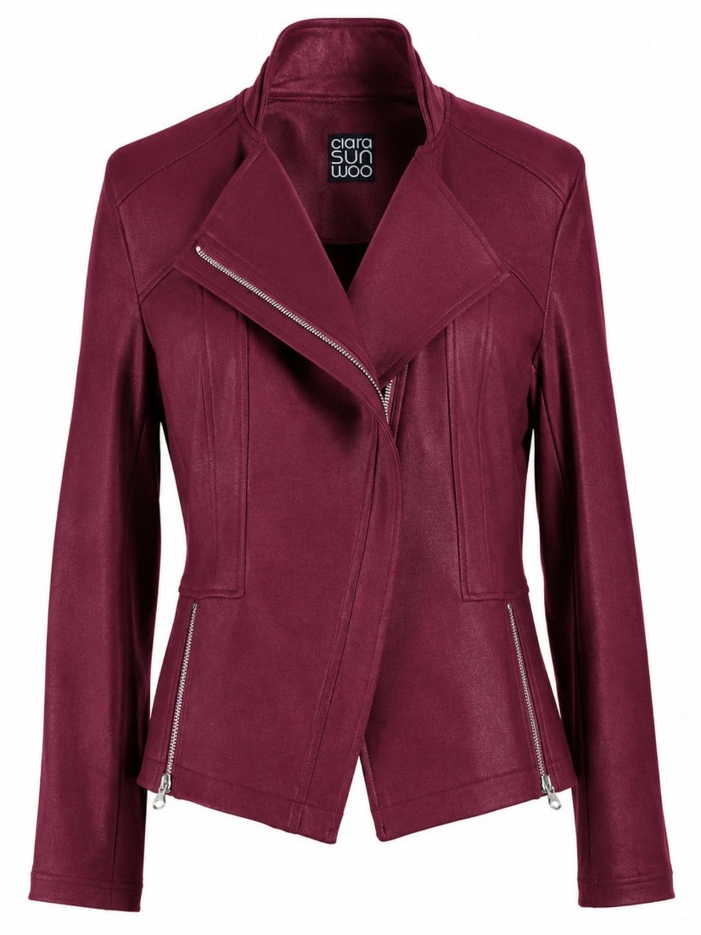 NWOT Clara Sunwoo Liquid Leather Jacket Merlot Red